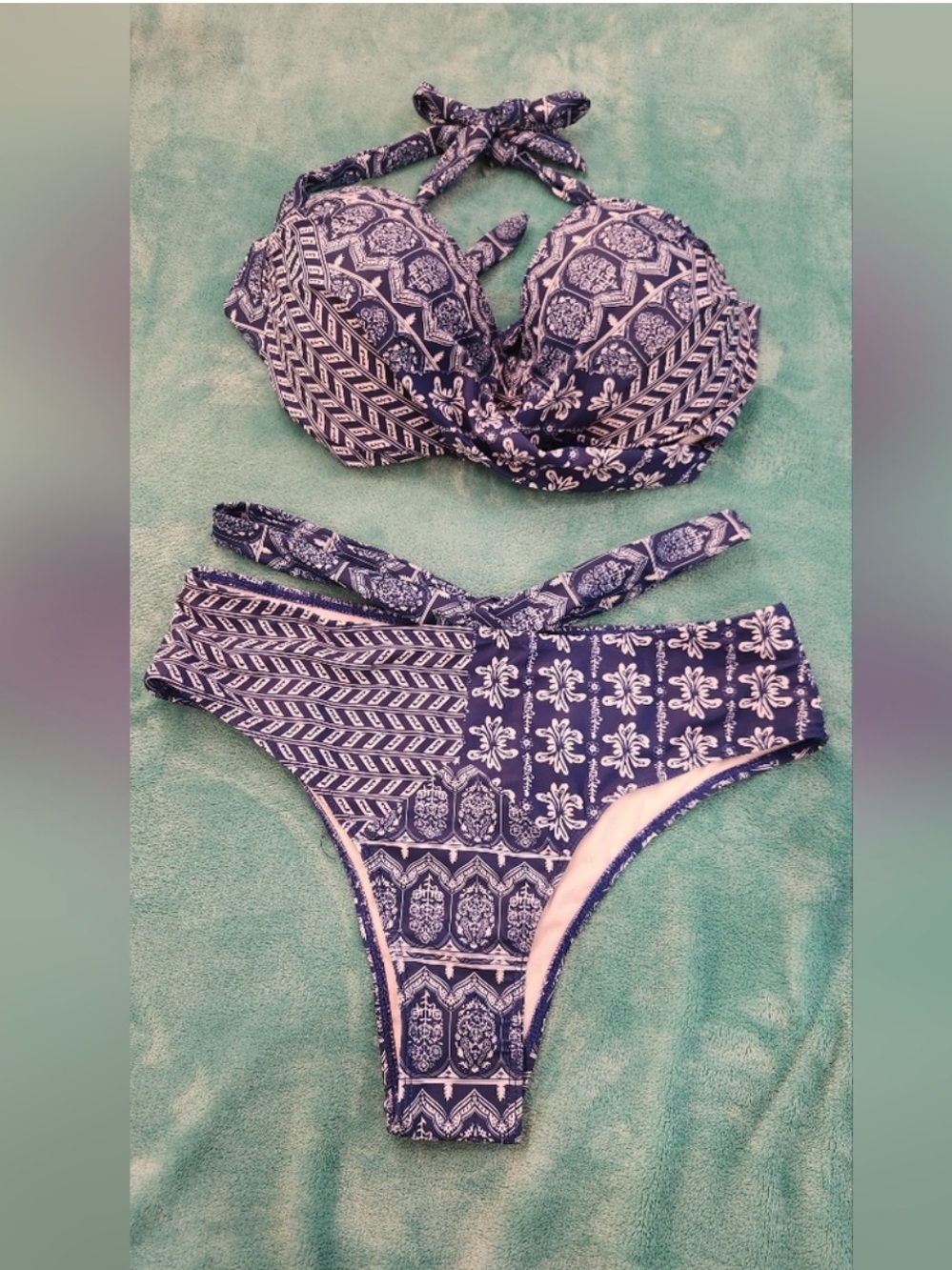 Navy Printed Two-Piece Bikini Set